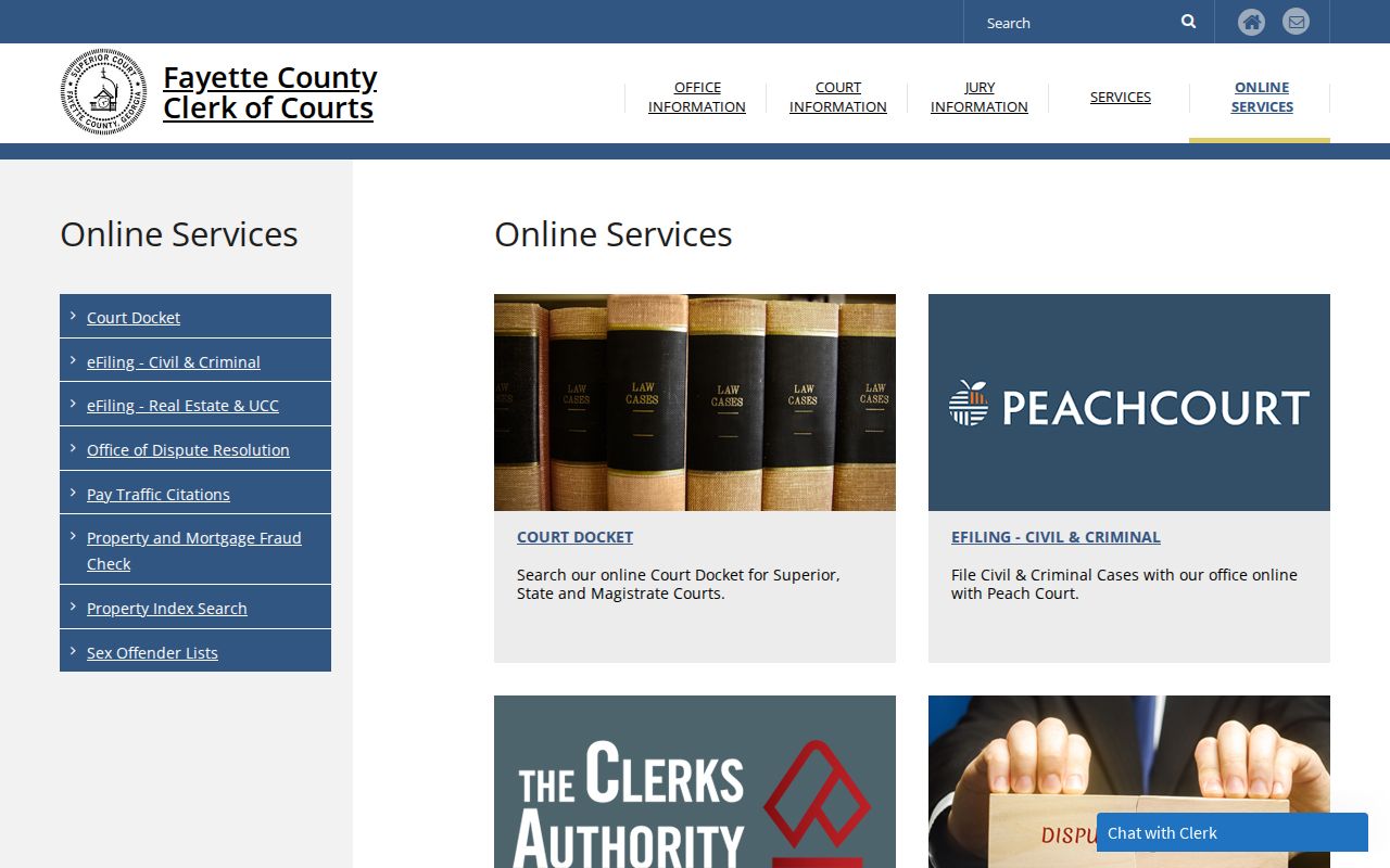 Fayette County Clerk Online Services directory