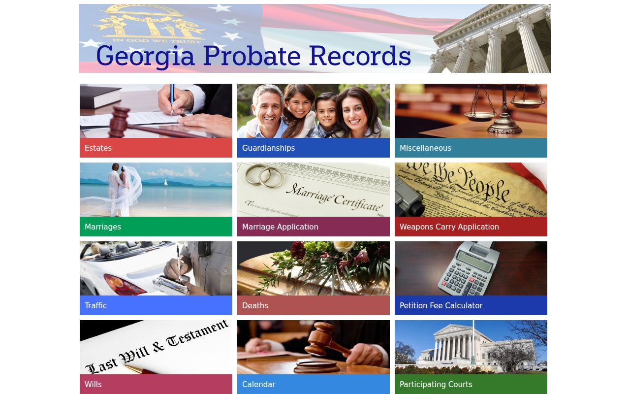 Georgia Probate Records tiles for Fayette County case searches