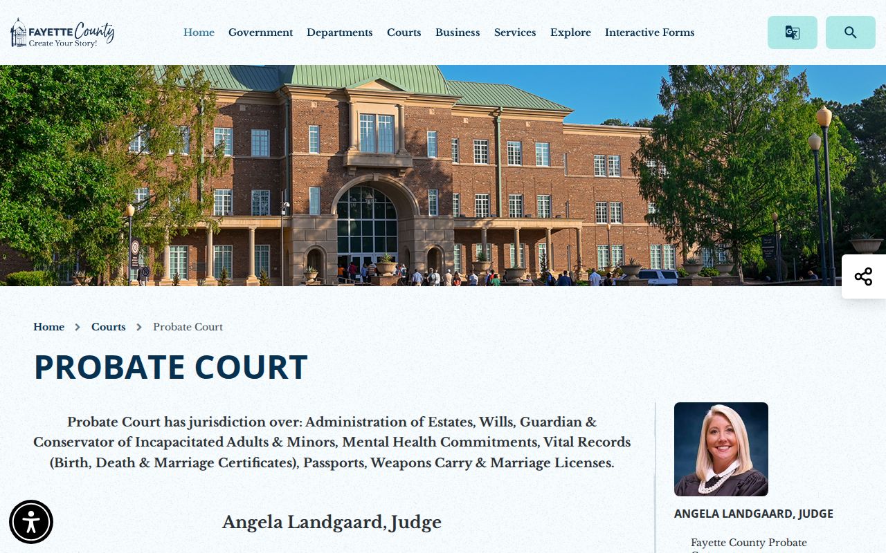 Fayette County court dates Probate Court information
