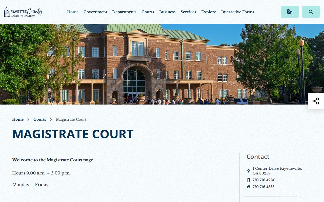 Fayette County criminal docket Magistrate Court jurisdiction