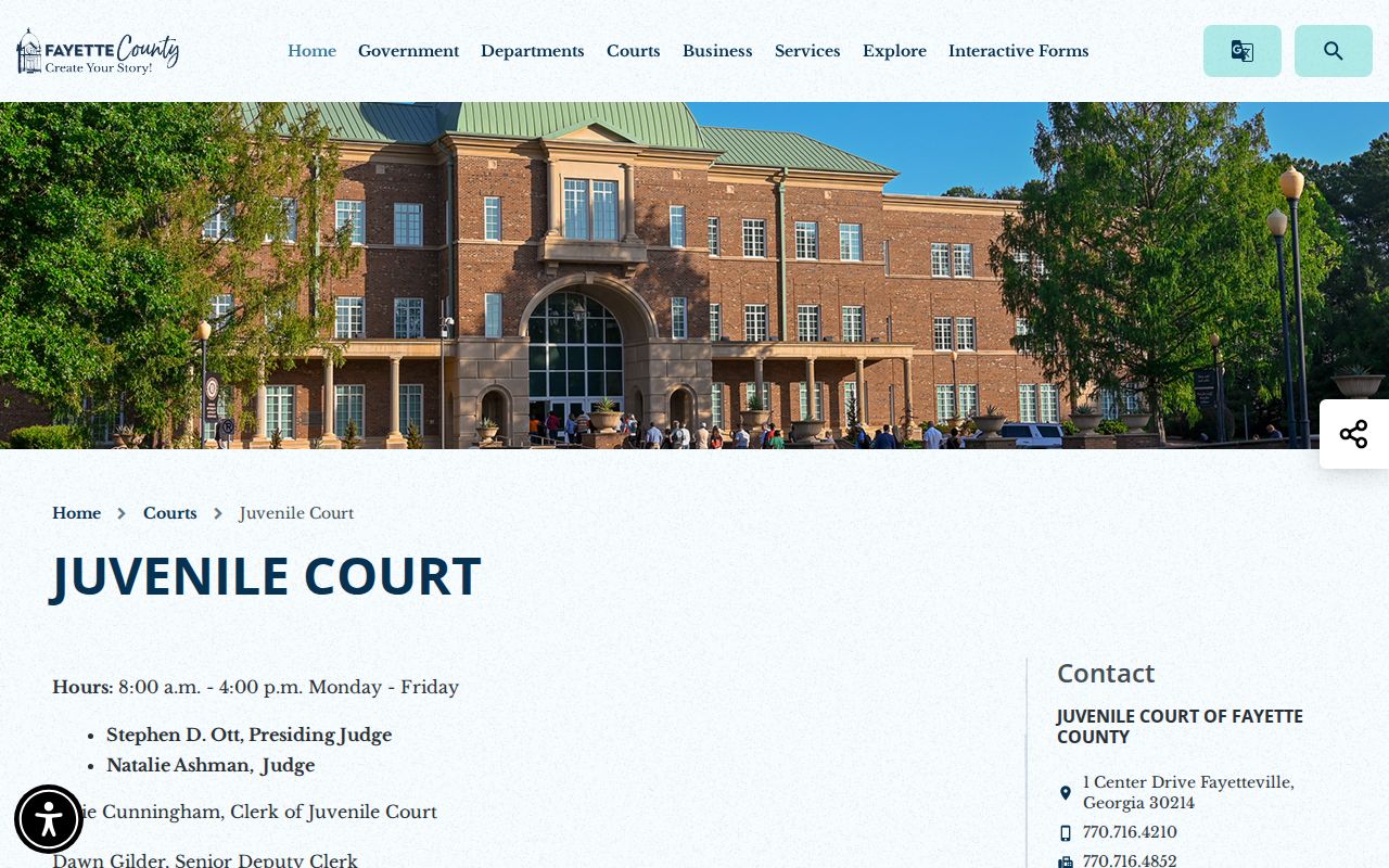 Fayette County juvenile criminal docket jurisdiction information