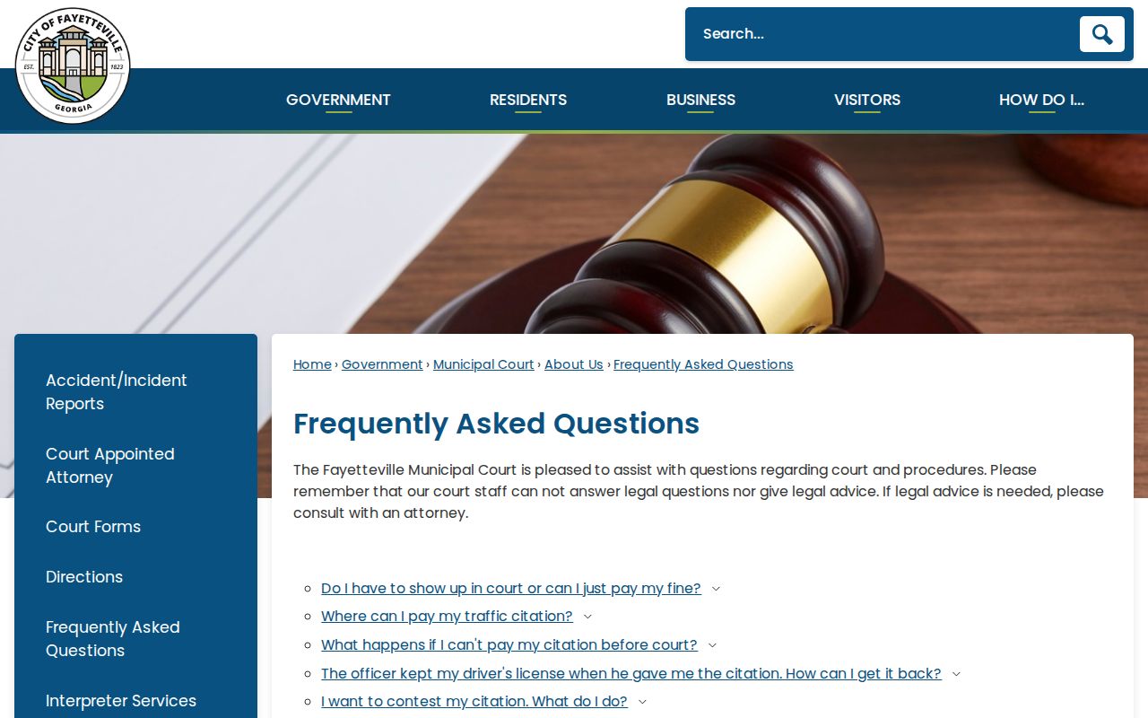 Fayetteville court docket ticket FAQ and processing rules
