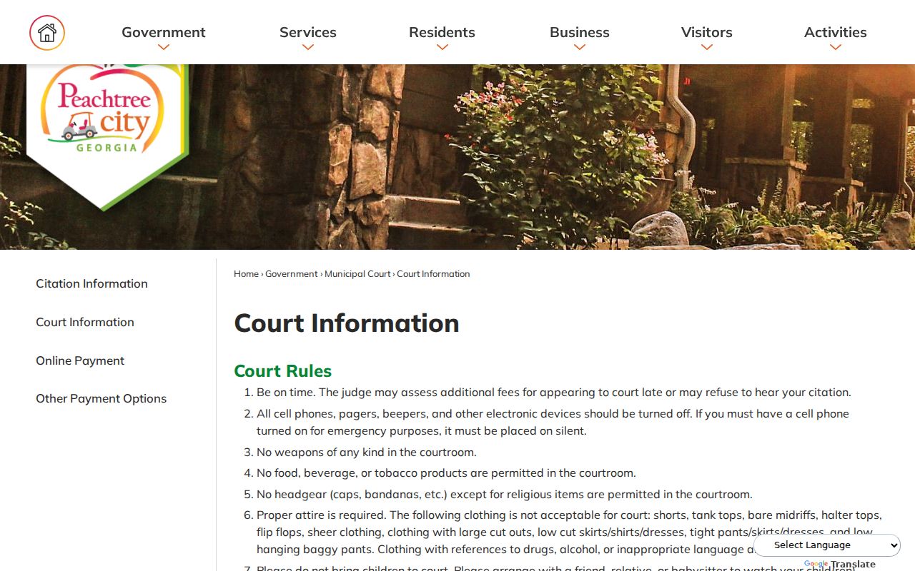 Peachtree City court docket appearance rules