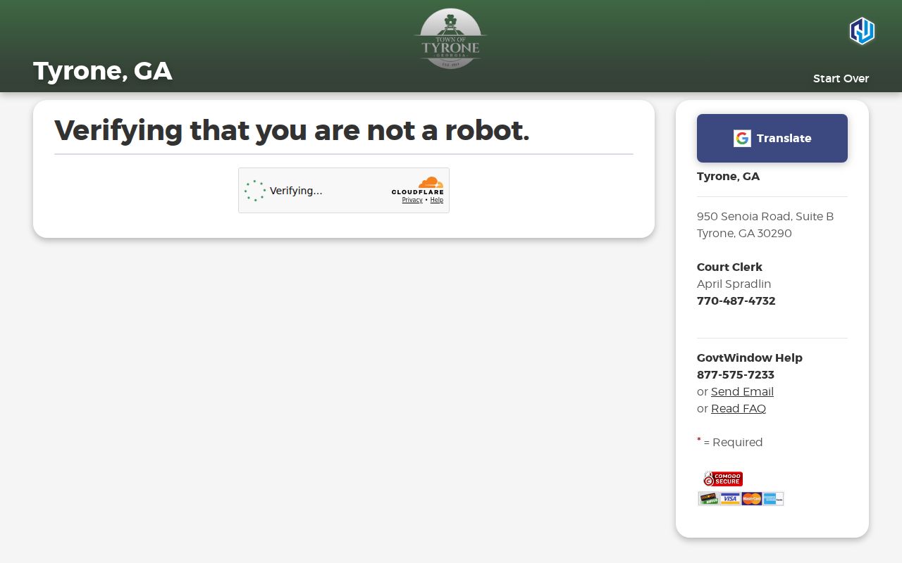 Tyrone court docket GovernmentWindow CAPTCHA access state